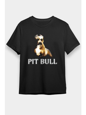 Darkhane Pit Bull Köpek Siyah Unisex Tişört T-Shirt