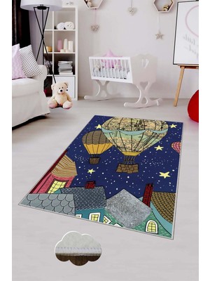 Pelangi Desenli Renkli Dijital Baskılı Yıkanabilir Kaymaz Taban Modern Mutfak Halısı (Süngersiz)