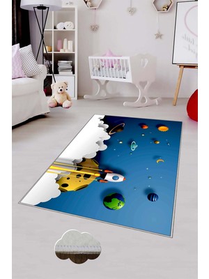 Pelangi Desenli Renkli Dijital Baskılı Yıkanabilir Kaymaz Taban Modern Mutfak Halısı (Süngersiz)