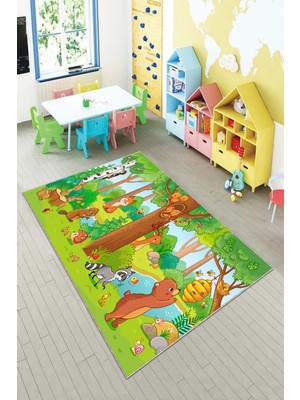 Pelangi Desenli Renkli Dijital Baskılı Yıkanabilir Kaymaz Taban Modern Mutfak Halısı (Süngersiz)