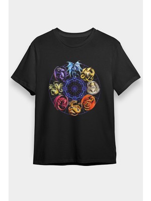 Darkhane Ejderhalar Siyah Unisex Tişört T-Shirt