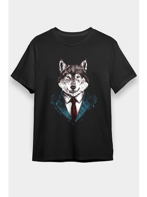 Darkhane Iş Insanı Sibirya Kurdu Husky Haski Siyah Unisex Tişört T-Shirt