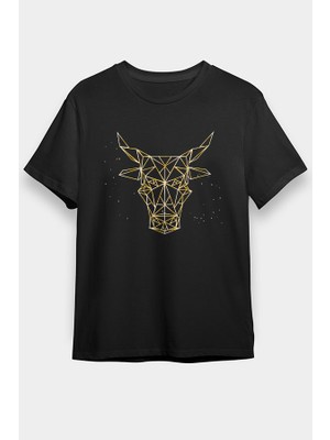 Darkhane Boğa Burcu Siyah Unisex Tişört T-Shirt