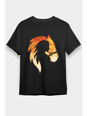 Darkhane At ve Kız Siyah Unisex Tişört T-Shirt