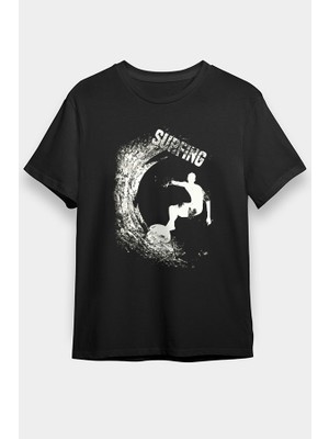 Darkhane Sörf - Surfing Siyah Unisex Tişört T-Shirt