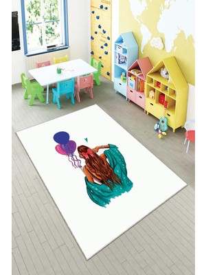 Pelangi Desenli Renkli Dijital Baskılı Yıkanabilir Kaymaz Taban Modern Mutfak Halısı (Süngersiz)