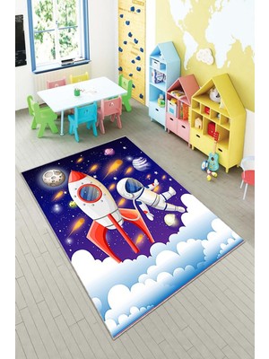 Pelangi Desenli Renkli Dijital Baskı Yıkanabilir Kaymaz Taban Modern Çocuk Halısı ve Yolluk.