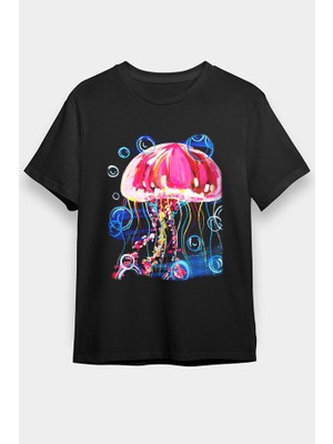 Darkhane Deniz Canlıları Siyah Unisex Tişört T-Shirt
