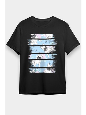 Darkhane Beyaz Buldog Köpek Siyah Unisex Tişört T-Shirt