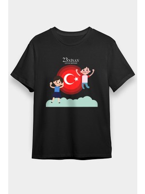 Darkhane 23 Nisan Ulusal Egemenlik ve Çocuk Bayramı
 Siyah Unisex Tişört T-Shirt
