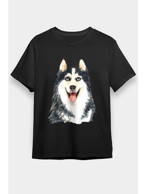 Darkhane Sibirya Kurdu Husky Haski Sevgisi Siyah Unisex Tişört T-Shirt