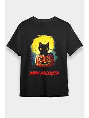 Darkhane Halloween Kedicik Siyah Unisex Tişört T-Shirt