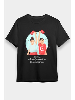 Darkhane 23 Nisan Ulusal Egemenlik ve Çocuk Bayramı
 Siyah Unisex Tişört T-Shirt