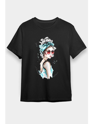 Darkhane Kırmızı Gözlük Tarzı Siyah Unisex Tişört T-Shirt