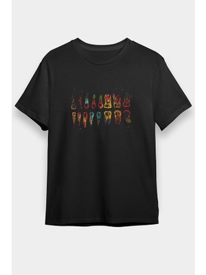 Darkhane Diş Diyagramı Renkli Siyah Unisex Tişört T-Shirt
