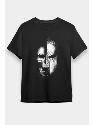 Darkhane Sparta Kurukafa Siyah Unisex Tişört T-Shirt