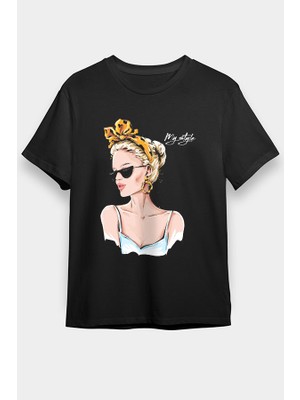 Darkhane Sarışın Kız Fashion Vogue Siyah Unisex Tişört T-Shirt