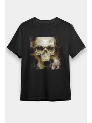 Darkhane Gerçekçi Kurukafa Siyah Unisex Tişört T-Shirt