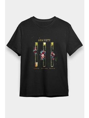 Darkhane Anksiyete Formülü Hormonlar Siyah Unisex Tişört T-Shirt