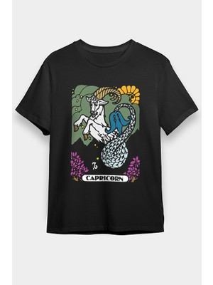 Darkhane Oğlak Burcu Siyah Unisex Tişört T-Shirt