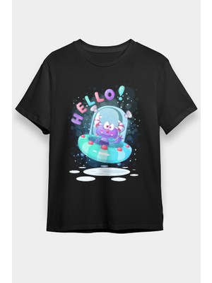 Darkhane Merhaba Ben Uzaylı Siyah Unisex Tişört T-Shirt