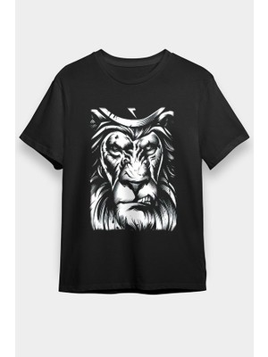 Darkhane Sinirli Aslan Siyah Unisex Tişört T-Shirt
