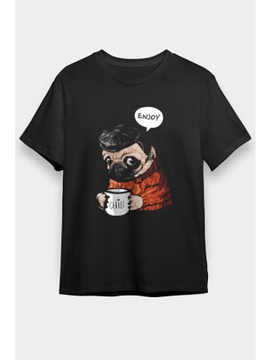 Darkhane Kahve Seven Pug Siyah Unisex Tişört T-Shirt