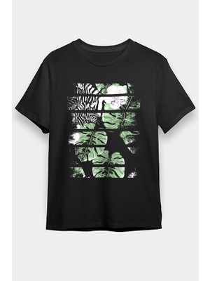 Darkhane Tropik Zebra Siyah Unisex Tişört T-Shirt