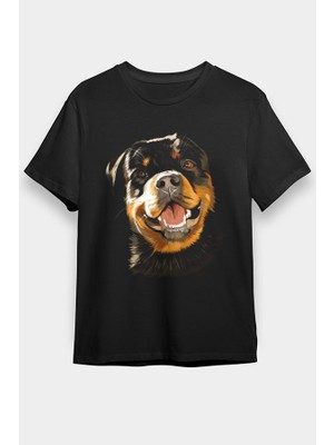 Darkhane Sevimli Dostum Rottweiler Siyah Unisex Tişört T-Shirt