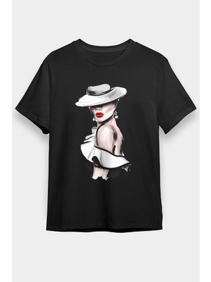 Darkhane Tek Omuz ve Şapka Tarzı Siyah Unisex Tişört T-Shirt