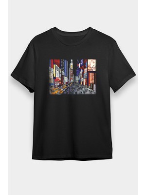 Darkhane Times Square Siyah Unisex Tişört T-Shirt