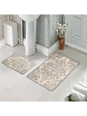 Pelangi Banyo Halısı Ikili Klozet Takımı Kaymaz Tabanlı (60 cm x 100 cm + 40 cm x 60 Cm)