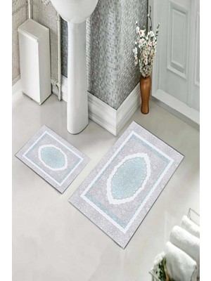 Pelangi Banyo Halısı Ikili Klozet Takımı Kaymaz Tabanlı (60 cm x 100 cm + 40 cm x 60 Cm)