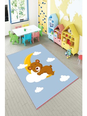 Pelangi Desenli Renkli Dijital Baskı Yıkanabilir Kaymaz Taban Modern Çocuk Halısı ve Yolluk.