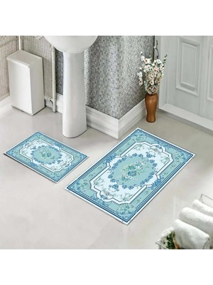 Pelangi Banyo Halısı Ikili Klozet Takımı Kaymaz Tabanlı (60 cm x 100 cm + 40 cm x 60 Cm)