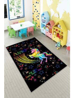 Pelangi Desenli Renkli Dijital Baskı Yıkanabilir Kaymaz Taban Modern Çocuk Halısı ve Yolluk.