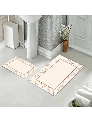 Pelangi Banyo Halısı Ikili Klozet Takımı Kaymaz Tabanlı (60 cm x 100 cm + 40 cm x 60 Cm)