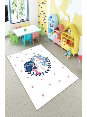 Pelangi Desenli Renkli Dijital Baskı Yıkanabilir Kaymaz Taban Modern Çocuk Halısı ve Yolluk.