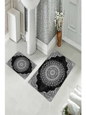 Pelangi Banyo Halısı Ikili Klozet Takımı Kaymaz Tabanlı (60 cm x 100 cm + 40 cm x 60 Cm)