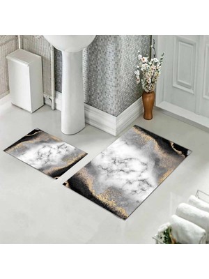 Pelangi Banyo Halısı Ikili Klozet Takımı Kaymaz Tabanlı (60 cm x 100 cm + 40 cm x 60 Cm)