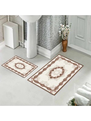 Pelangi Banyo Halısı Ikili Klozet Takımı Kaymaz Tabanlı (60 cm x 100 cm + 40 cm x 60 Cm)