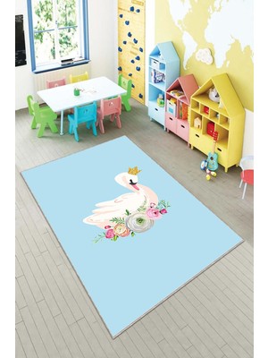 Pelangi Desenli Renkli Dijital Baskı Yıkanabilir Kaymaz Taban Modern Çocuk Halısı ve Yolluk.