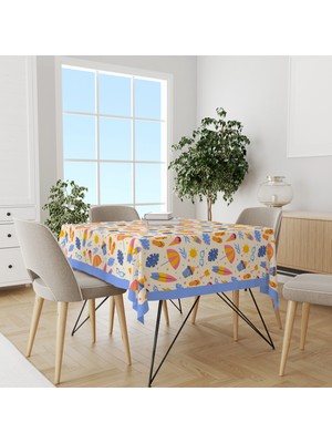 Krem Plaj Desenli Süet Dertsiz Masa Örtüsü