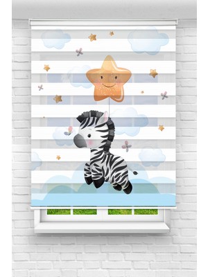 For Home Turkey Zebralı Çocuk Odası Zebra Perde - Baskılı Stor Zebra Perde