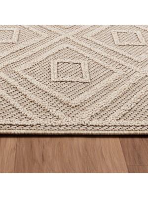 Carpettex Balkon Teras Dış Mekan Halısı Iskandinav Desenli Bej Renkli Halı