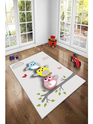 Pelangi Ekonomik Desenli Renkli Dijital Baskı Yıkanabilir Kaymaz Taban Modern Çocuk Halısı.(Süngersiz)