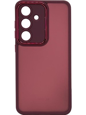 Nettech Samsung Galaxy S24 Uyumlu Kamera Metal Çerçeve Seri Arka Koruma Kılıf - Kırmızı