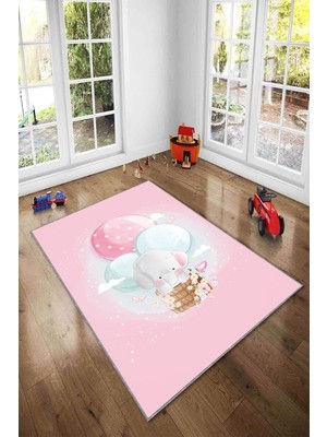 Pelangi Desenli Renkli Dijital Baskılı Yıkanabilir Kaymaz Taban Modern Mutfak Halısı (Süngersiz)