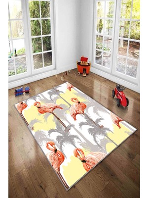 Pelangi Desenli Renkli Dijital Baskılı Yıkanabilir Kaymaz Taban Modern Mutfak Halısı (Süngersiz)