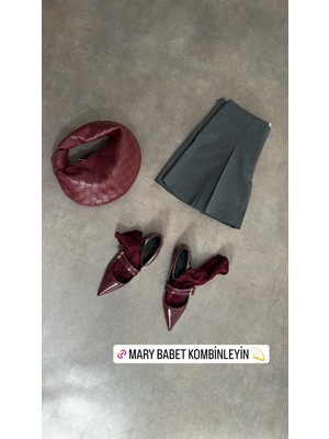 Eataly Shoes Mary Bordo Sivri Burun Toka Detaylı Babet